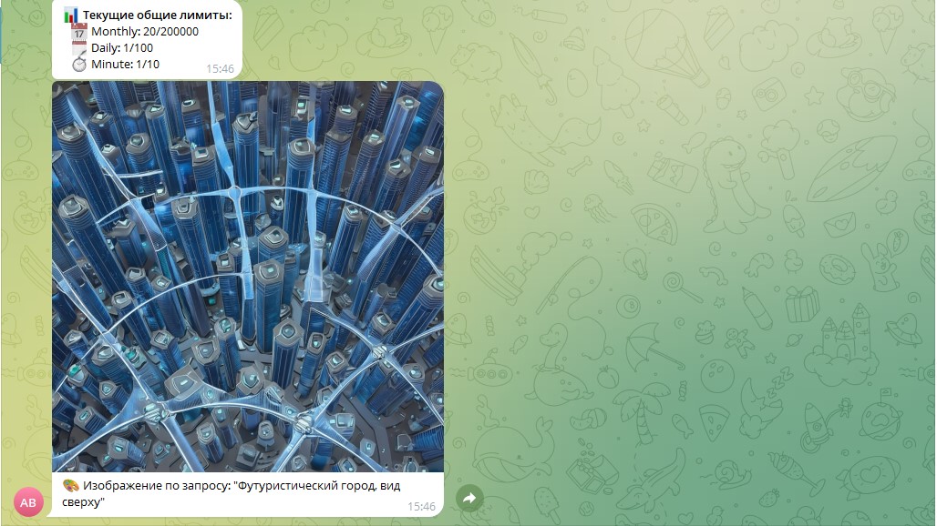 Превью проекта Telegram-бот для генерации изображений
